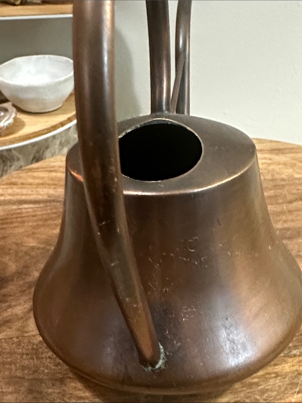Vintage Copper Tone Small Watering Can Stamped With An “A” On The Bottom - Picture 7 of 17